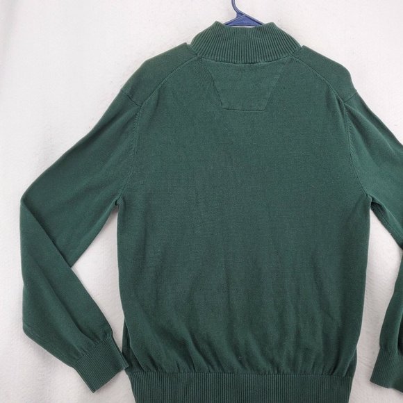 NAUTICA Sweater Men's Long Sleeve 1/4 Zip High Neck Sailboat Green Large - Picture 10 of 12